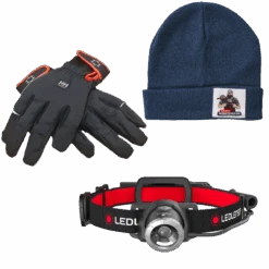 LEDLENSER Stirnlampe H8R 600 Lumen + HH Winterhandschuhe + GOTOOLS Strickmütze